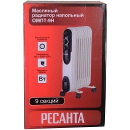 Масляный обогреватель РЕСАНТА ОМПТ- 9Н [67/3/4] 2,0кВт, 450?140?650, 9 секций, 9,7 кг }